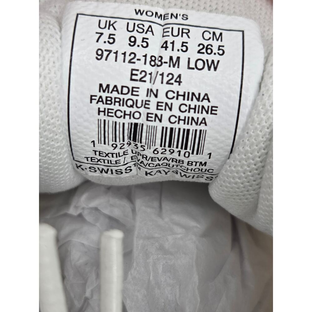 NEW K-Swiss Tubes Comfort 200 Training Shoe Women's 9.5 White Rainbow - Picture 10 of 11